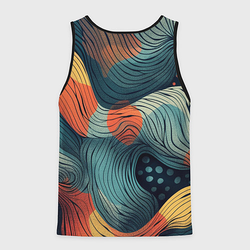 Мужская майка без рукавов Волны линиями / 3D-Черный – фото 2