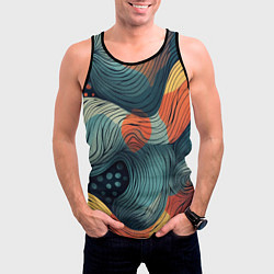 Майка-безрукавка мужская Волны линиями, цвет: 3D-черный — фото 2