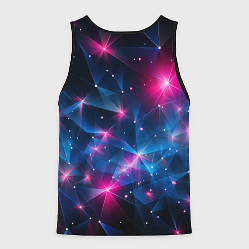 Мужская майка без рукавов Яркие неоновые вспышки в космосе / 3D-Черный – фото 2