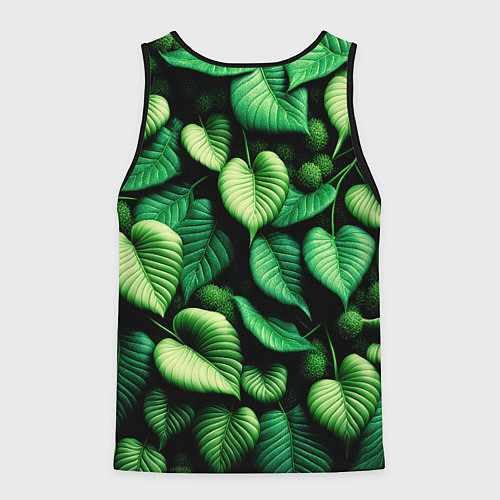 Мужская майка без рукавов Зеленые листья и мох / 3D-Черный – фото 2
