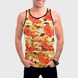 Майка-безрукавка мужская Пицца с грибами и томатом - текстура, цвет: 3D-черный — фото 2