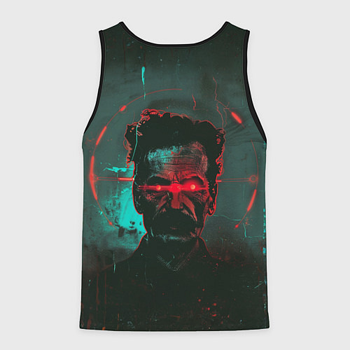 Мужская майка без рукавов Старик со светящимися красными глазами / 3D-Черный – фото 2
