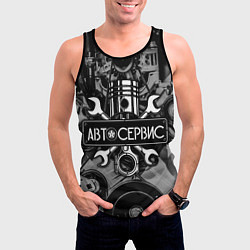 Майка-безрукавка мужская Автосервис - мотор, цвет: 3D-черный — фото 2