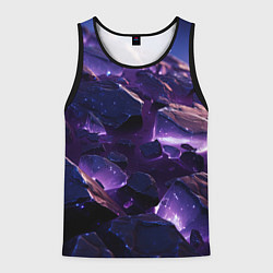 Мужская майка без рукавов Фиолетовые неоновые камни со светом