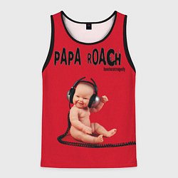 Майка-безрукавка мужская Papa Roach - baby with headphones, цвет: 3D-черный