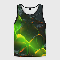 Майка-безрукавка мужская Зеленая абстрактная неоновая текстура, цвет: 3D-черный