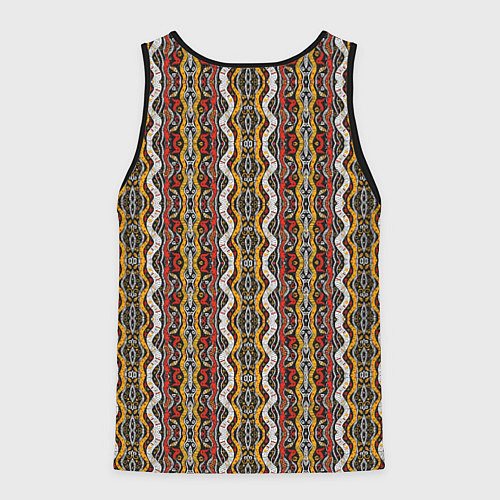 Мужская майка без рукавов Оранжевые африканские волны / 3D-Черный – фото 2