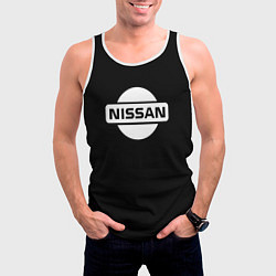 Майка-безрукавка мужская Nissan logo white, цвет: 3D-белый — фото 2