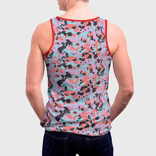 Мужская майка без рукавов Неоновый пиксельный камуфляжный паттерн / 3D-Красный – фото 4