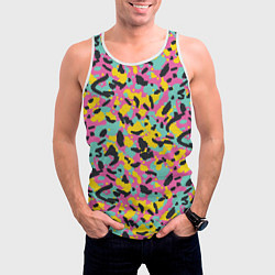 Майка-безрукавка мужская Пиксельный камуфляжный паттерн в неоновых цветах, цвет: 3D-белый — фото 2