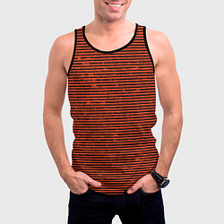 Майка-безрукавка мужская Чёрно-оранжевый полосатый, цвет: 3D-черный — фото 2