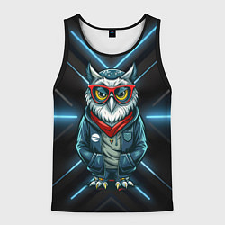 Майка-безрукавка мужская Сова в стильной одежде модница, цвет: 3D-черный