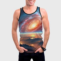 Майка-безрукавка мужская Разноцветная далёкая галактика - неоновое свечение, цвет: 3D-черный — фото 2