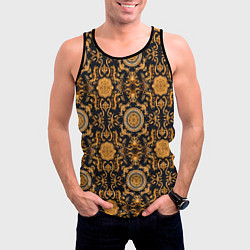 Майка-безрукавка мужская Золоте классические узоры паттерн из ткани, цвет: 3D-черный — фото 2
