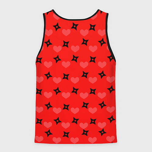 Мужская майка без рукавов Сюрикены и сердечки: красный / 3D-Черный – фото 2