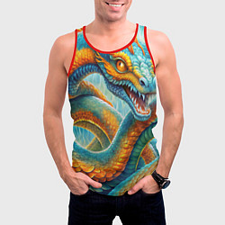 Майка-безрукавка мужская Большая мифологическая змея, цвет: 3D-красный — фото 2