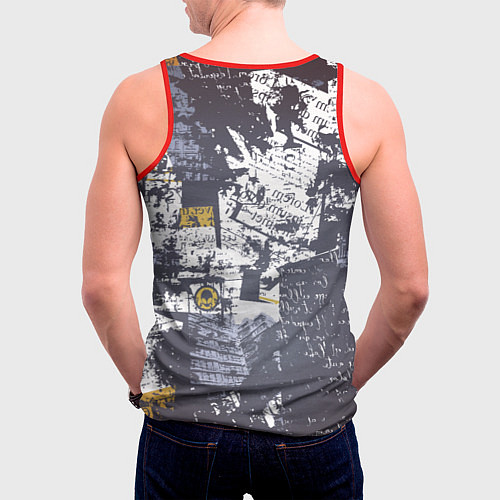 Мужская майка без рукавов Газетная страничка / 3D-Красный – фото 4