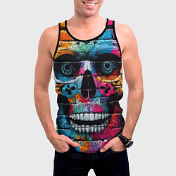 Майка-безрукавка мужская Crazy color skull - graffiti, цвет: 3D-черный — фото 2