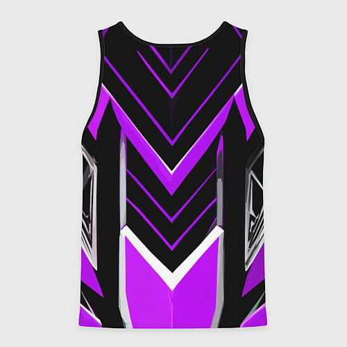 Мужская майка без рукавов Фиолетово-серые полосы на чёрном фоне / 3D-Черный – фото 2