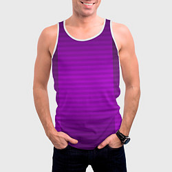 Майка-безрукавка мужская Фиолетовый градиентный полосатый комбинированный у, цвет: 3D-белый — фото 2