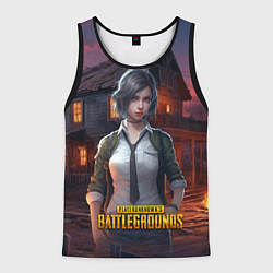 Майка-безрукавка мужская PUBG девушка в игре, цвет: 3D-черный