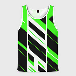 Мужская майка без рукавов Black and green stripes on a white background