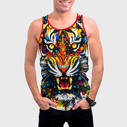 Майка-безрукавка мужская Орнаментальный тигр - нейросеть, цвет: 3D-красный — фото 2