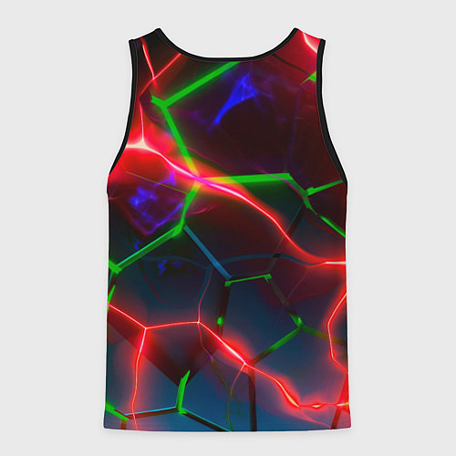 Мужская майка без рукавов Неоновые яркие зеленые плиты с красным светом / 3D-Черный – фото 2
