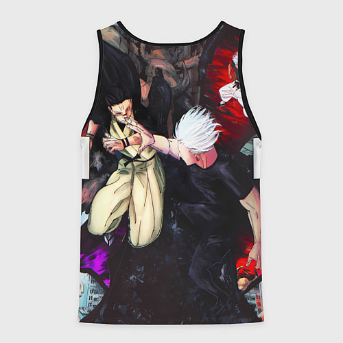 Мужская майка без рукавов Сукуна против годжо в цвете - Магическая битва / 3D-Черный – фото 2
