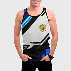 Майка-безрукавка мужская Россия геометрия текстура, цвет: 3D-черный — фото 2