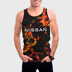 Майка-безрукавка мужская Nissan red lava, цвет: 3D-черный — фото 2