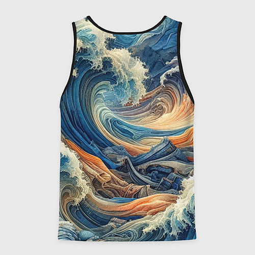 Мужская майка без рукавов Джинсовый шторм - нейросеть / 3D-Черный – фото 2