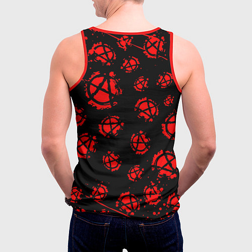 Мужская майка без рукавов Алиса рок паттерн анархия / 3D-Красный – фото 4