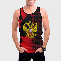 Майка-безрукавка мужская Россия герб патриотический стиль, цвет: 3D-черный — фото 2