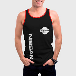 Майка-безрукавка мужская Nissan logo white auto, цвет: 3D-красный — фото 2