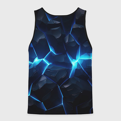 Мужская майка без рукавов Пикачу панк на фоне синего разлома / 3D-Черный – фото 2