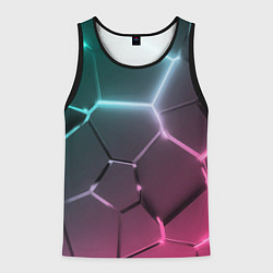 Майка-безрукавка мужская Голубые и розовые неоновые плиты в разломе, цвет: 3D-черный