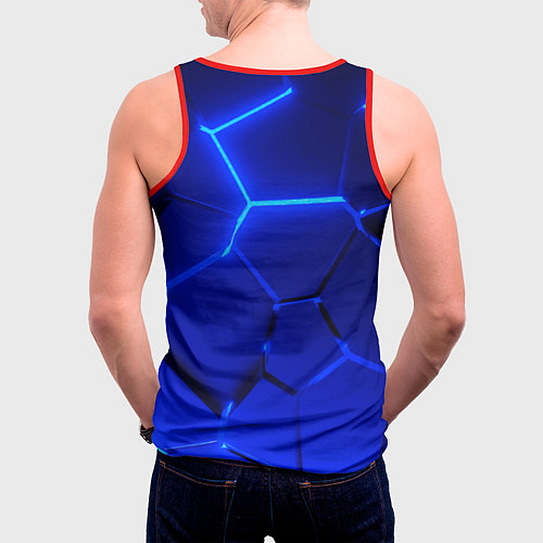 Мужская майка без рукавов Текстура темных синих неоновые плиты / 3D-Красный – фото 4