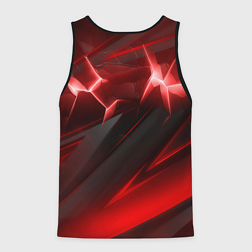 Мужская майка без рукавов Яркая красная объемная абстракция / 3D-Черный – фото 2
