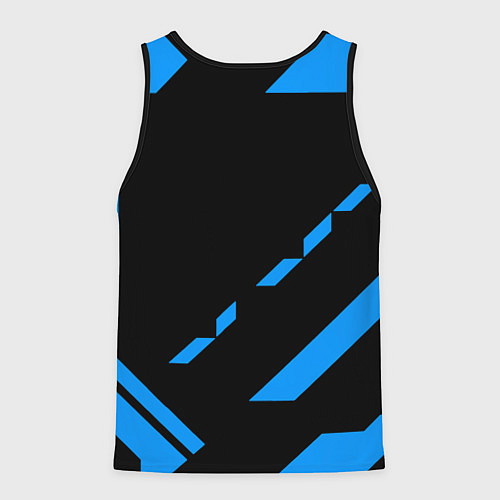 Мужская майка без рукавов PUBG blue geometry / 3D-Черный – фото 2