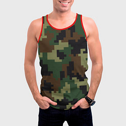 Майка-безрукавка мужская Камуфляж хаки текстура, цвет: 3D-красный — фото 2