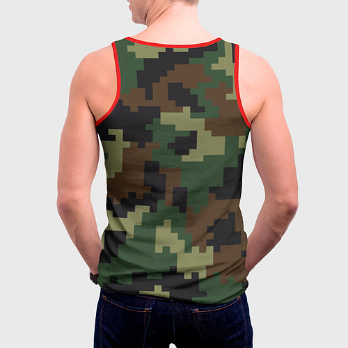 Мужская майка без рукавов Камуфляж хаки текстура / 3D-Красный – фото 4