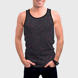 Майка-безрукавка мужская Розовые треугольники на темном, цвет: 3D-черный — фото 2