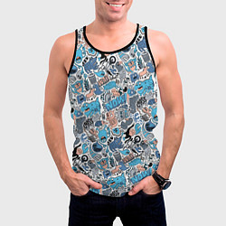 Майка-безрукавка мужская Дудл животные и монстры, цвет: 3D-черный — фото 2