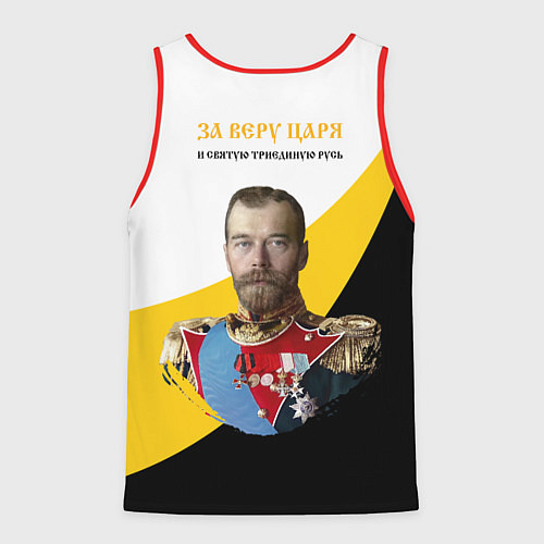 Мужская майка без рукавов За веру царя и святую триединую Русь Малая черная / 3D-Красный – фото 2