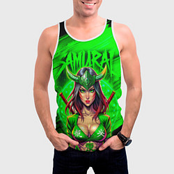 Майка-безрукавка мужская Девушка самурай с рогами, цвет: 3D-белый — фото 2