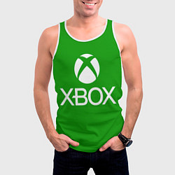 Майка-безрукавка мужская X-box logo green, цвет: 3D-белый — фото 2