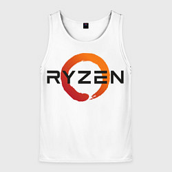 Майка-безрукавка мужская AMD ryzen logo white, цвет: 3D-белый