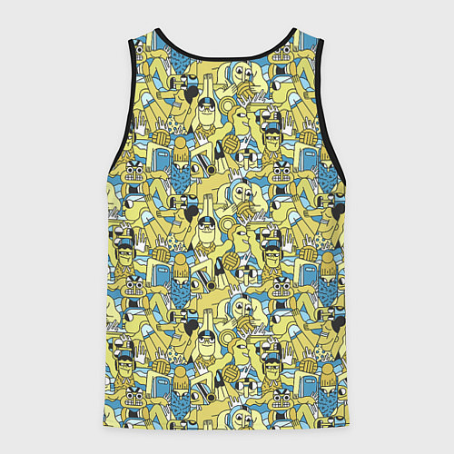 Мужская майка без рукавов Отдыхающие на пляже / 3D-Черный – фото 2