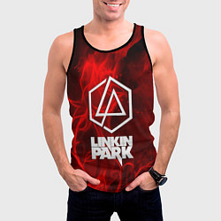 Майка-безрукавка мужская Linkin park fire flower, цвет: 3D-черный — фото 2
